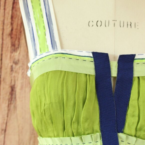 Philosophy by Alberta Ferretti Womens Mini Dress, Green Silk , Size 4, - Picture 3 of 11